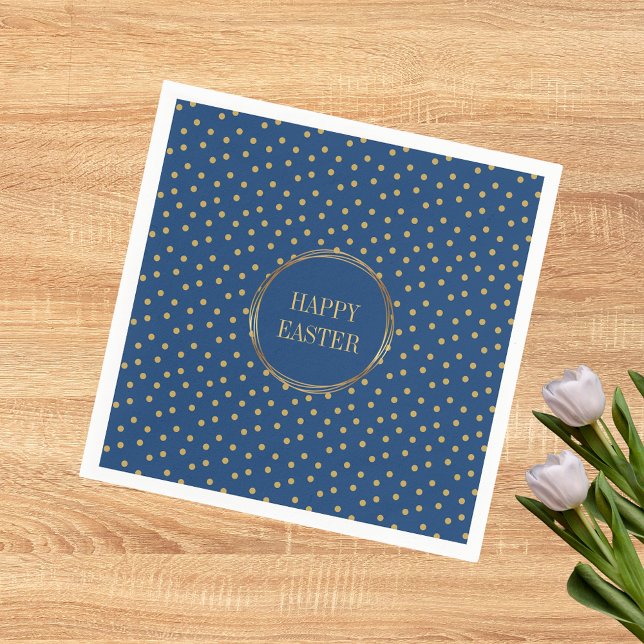 Serviette En Papier Pois d'or moderne mignon Christian Happy Pâques (Cute Modern Gold Polka Dots Christian Happy Easter Party Napkins)
