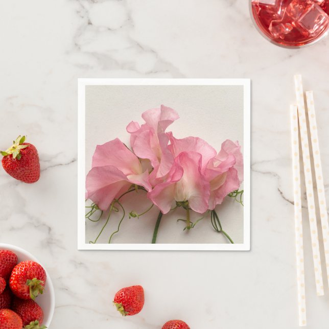 Serviette En Papier Pois doux roses gros (En situation)