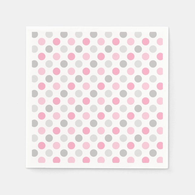 Serviette En Papier Pois gris rose (Devant)