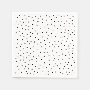 Serviette En Papier Pois mignon d'aquarelle noire chic moderne
