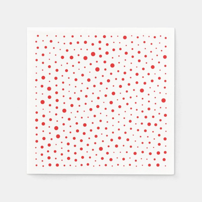 Serviette En Papier Pois modernes élégants - Rouge - Personnaliser BG (Devant)
