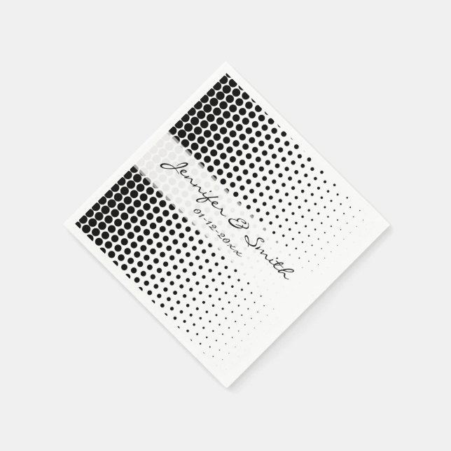 Serviette En Papier Pois noir blanc moderne (Coin)