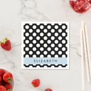Serviette En Papier Pois noirs et blancs, pointillés, Votre nom