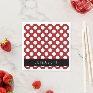 Serviette En Papier Pois Rouges, Motif Polka Dot, Votre Nom