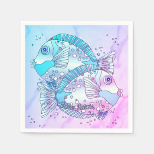 Serviette En Papier Poisson bleu