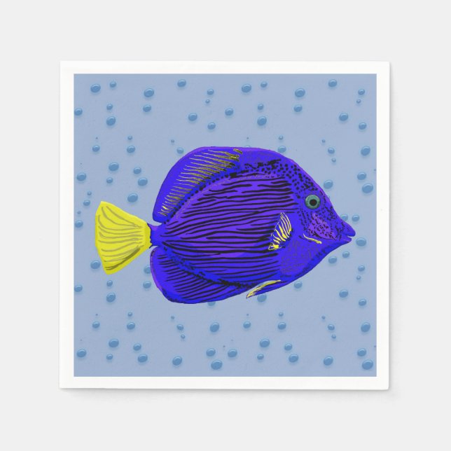 Serviette En Papier Poisson bleu (Devant)