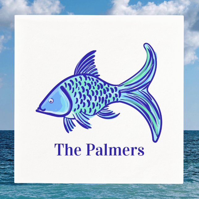 Serviette En Papier Poisson Bleu Prépa Personnalisé (Créateur téléchargé)