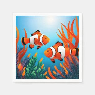 Serviette En Papier Poisson Clown Dans Les Algues