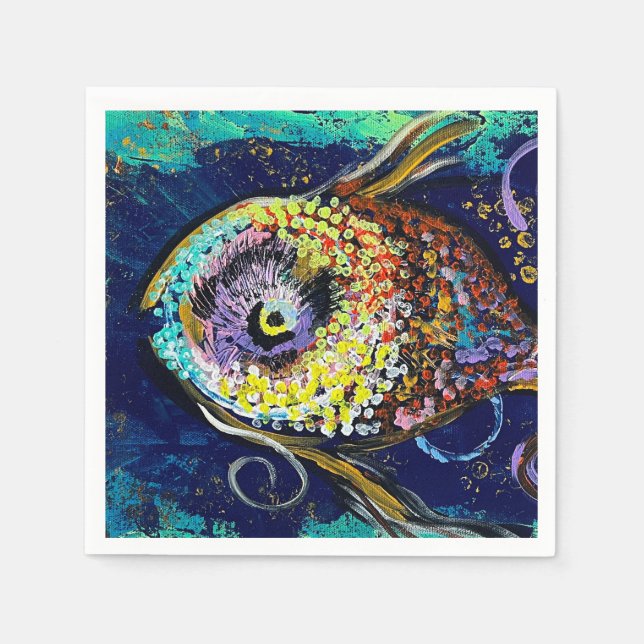 Serviette En Papier Poisson Cocktail serviettes (Devant)