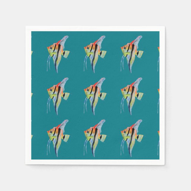 Serviette En Papier Poisson Dessin Papier à cocktail (Devant)