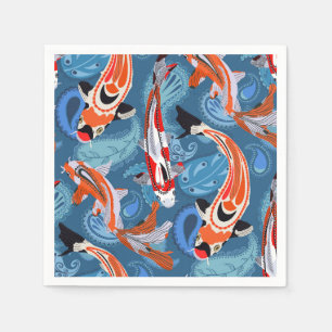 Serviette En Papier Poisson Koi Vibrant Parmi Le Motif Paisley