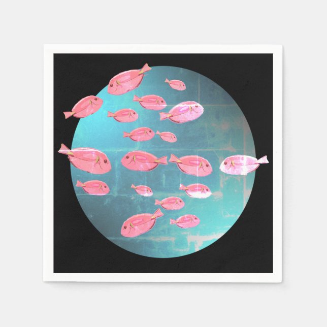 Serviette En Papier Poissons Art Cocktail Napkin (Devant)