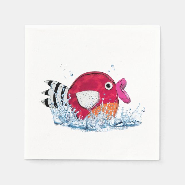 Serviette En Papier Poissons Mignons Dans L'Eau (Devant)