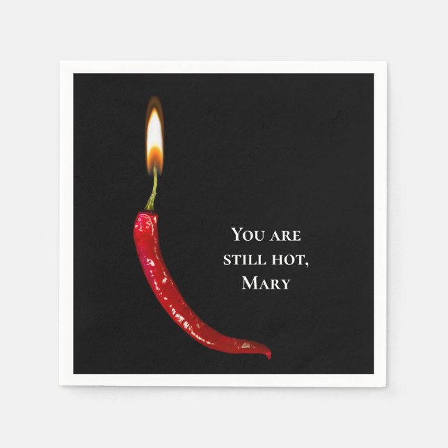 Serviette En Papier poivron rouge avec flamme de bougie anniversaire (Devant)