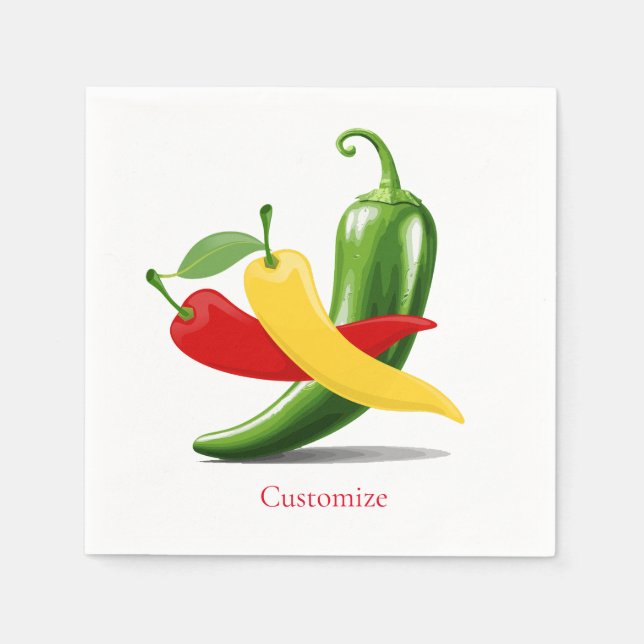 Serviette En Papier Poivrons verts rouges chili Thunder_Cove (Devant)