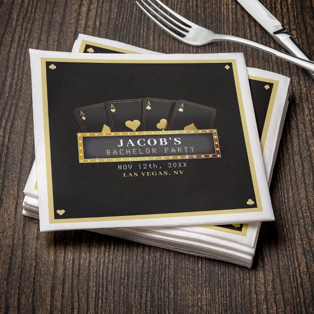 Serviette En Papier Poker Aces Black & Gold Bachelor (Poker Aces Black & Gold Bachelor Party Napkins
)