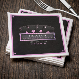 Serviette En Papier Poker Aces rose et noir Bachelorette Party