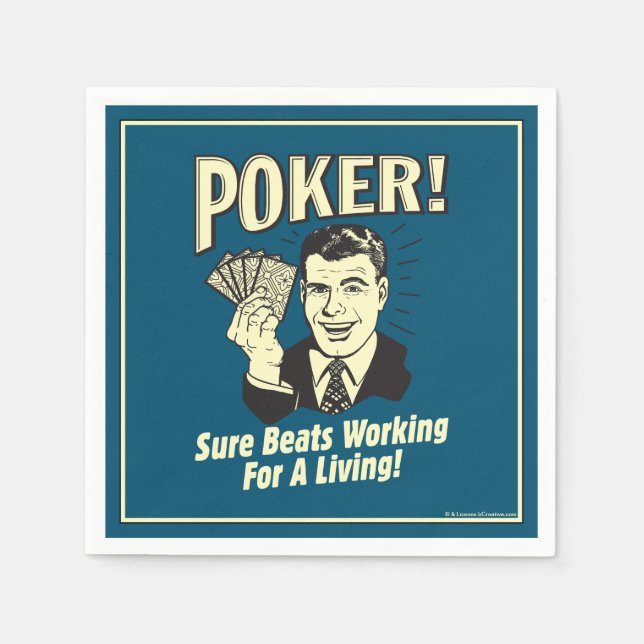 Serviette En Papier Poker : Les Beats Travaillent pour Vivre (Devant)