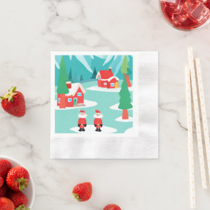 Serviette En Papier Pôle Nord Noël Fête Papier Napkin