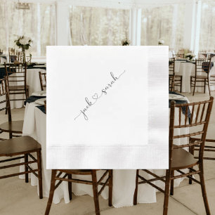 Serviette En Papier Police cardiaque personnalisée Mariage de noms de 