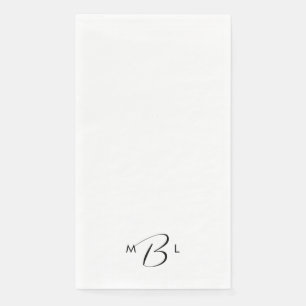 Serviette En Papier Police Combo Monogramme Mariage blanc