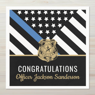 Serviette En Papier Police Ligne bleue Drapeau Félicitations Retraite