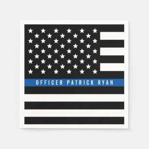 Serviette En Papier Police Mince Blue Line American Flag Ajouter un no