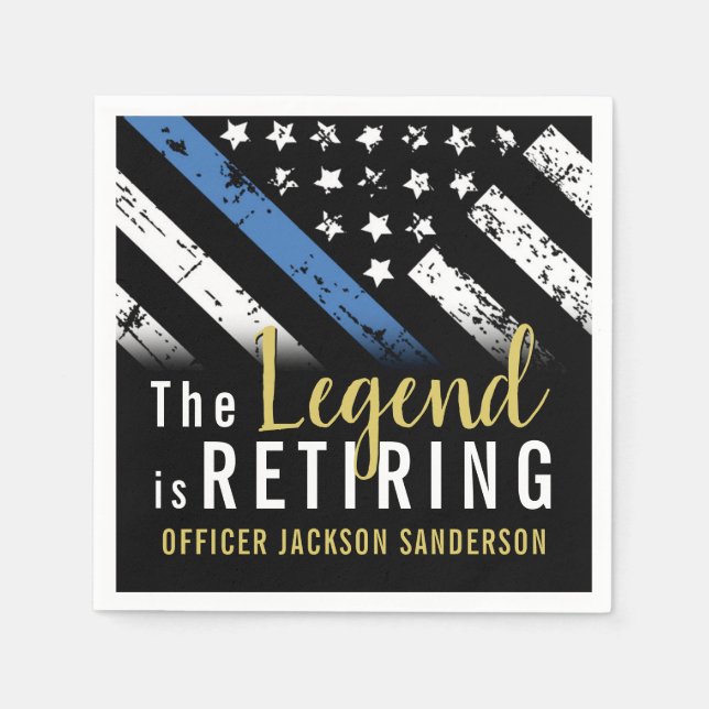 Serviette En Papier Police Retraite Ligne bleue Drapeau Application de (Devant)