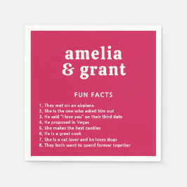 Serviette En Papier Police rétro rose chaud Mariage moderne