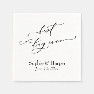 Serviette En Papier Police Script De Luxe Simple Meilleur Jour