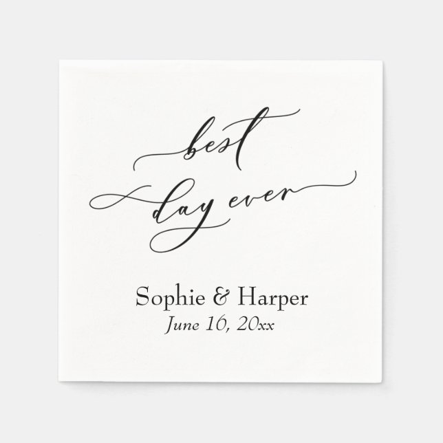 Serviette En Papier Police Script De Luxe Simple Meilleur Jour (Devant)