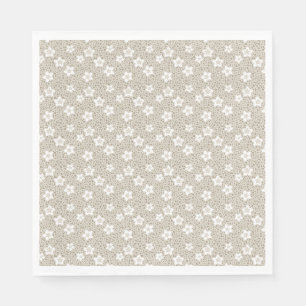Serviette En Papier Polka beige point rétro avec étoiles et fleurs