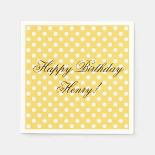 Serviette En Papier Polka jaune et blanc Pot papier d'anniversaire