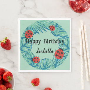 Serviette En Papier Polka rouge mignon point Ladybug Jungle Feuilles A