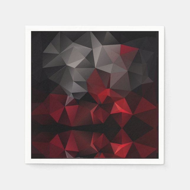 Serviette En Papier Polygonal, noir et rouge (Devant)