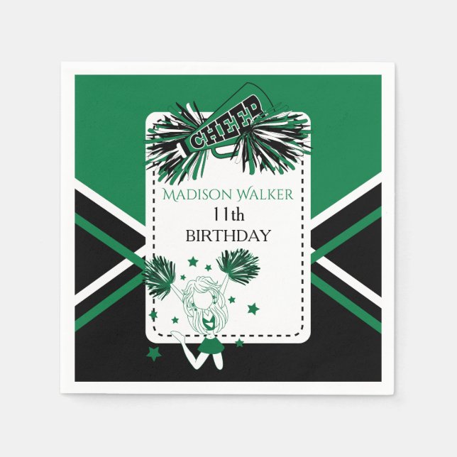 Serviette En Papier Pom-pom girl Vert, Noir, Blanc (Devant)