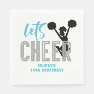 Serviette En Papier Pom-pom turquoise Argent Noir Anniversaire de pom-