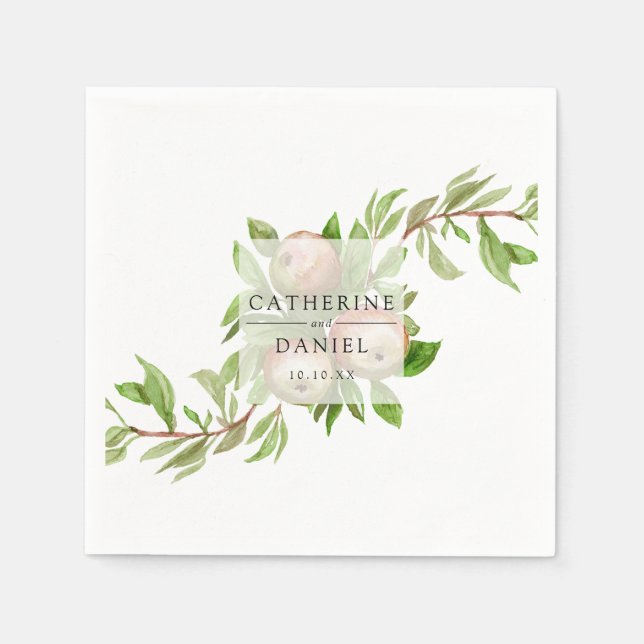 Serviette En Papier pomme aquarelle serviette mariage (Devant)