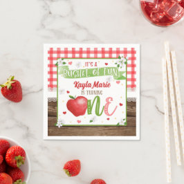 Serviette En Papier Pomme Premier Anniversaire Napkin - Bushel Fun