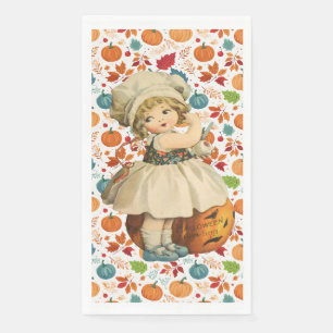 Serviette En Papier Pomme sculptée et Halloween Citrouille coloré