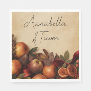 Serviette En Papier Pommes et Figues Rustique Automne Nom Personnalisé
