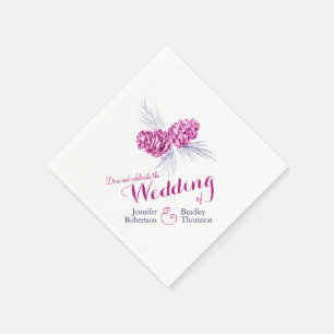 Serviette En Papier Pommes mauves cônes de pin bleu hiver mariage