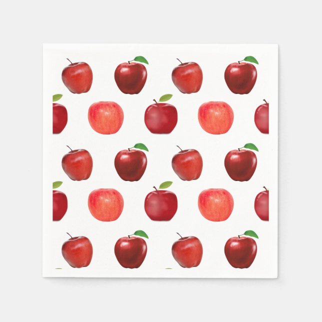 Serviette En Papier Pommes rouges fraîches sur blanc (Devant)