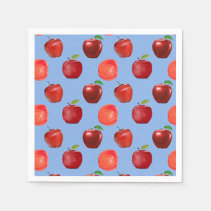 Serviette En Papier Pommes rouges fraîches sur serviettes bleu ciel