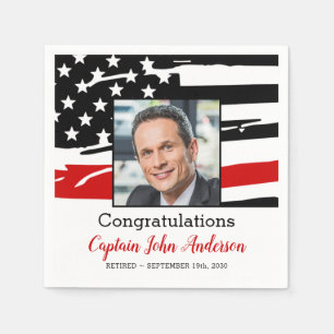 Serviette En Papier Pompier Parti de la retraite Photo Mince Ligne rou