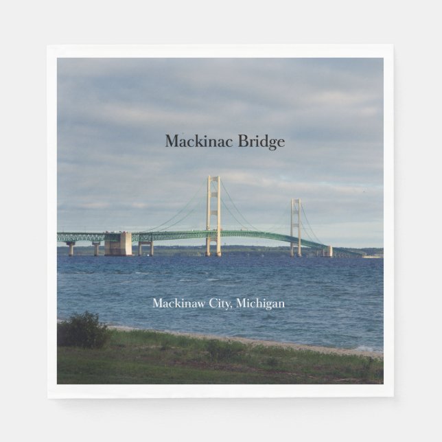Serviette En Papier Ponts Mackinac Mackinaw City (Devant)
