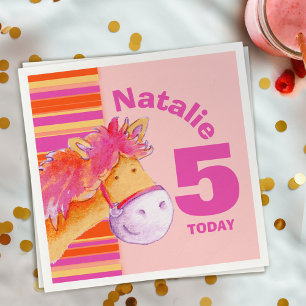 Serviette En Papier Pony art 5e anniversaire filles customisées