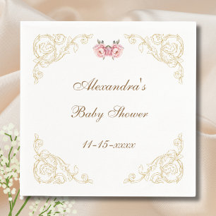 Serviette En Papier Pony rose Rococo Vintage Baby shower floral