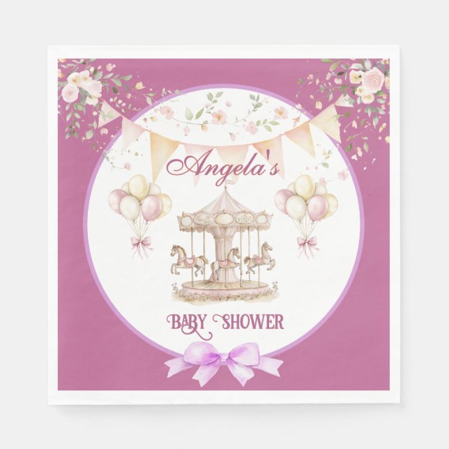 Serviette En Papier Pony Violet Rêves-Violet foncé serviettes (Devant)