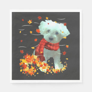 Serviette En Papier Poochon Écharpe d'automne - Chiens Feuilles d'auto